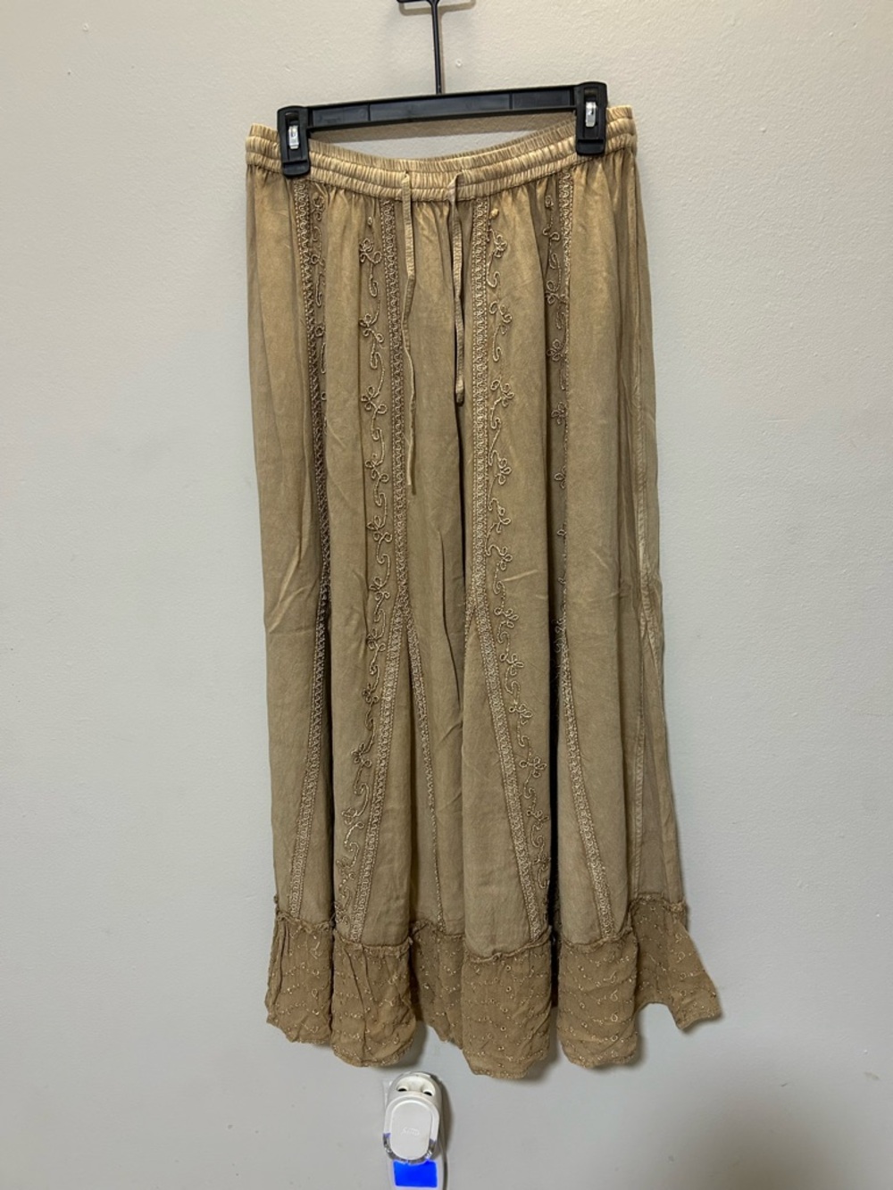 Vintage Bohemian Embroidered Maxi Skirt in Taupe 0256 B3